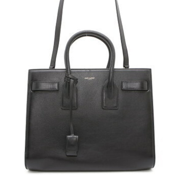 Saint Laurent Paris Sac Jour Leather Handbag Black Shoulder Bag - Picture 1 of 8